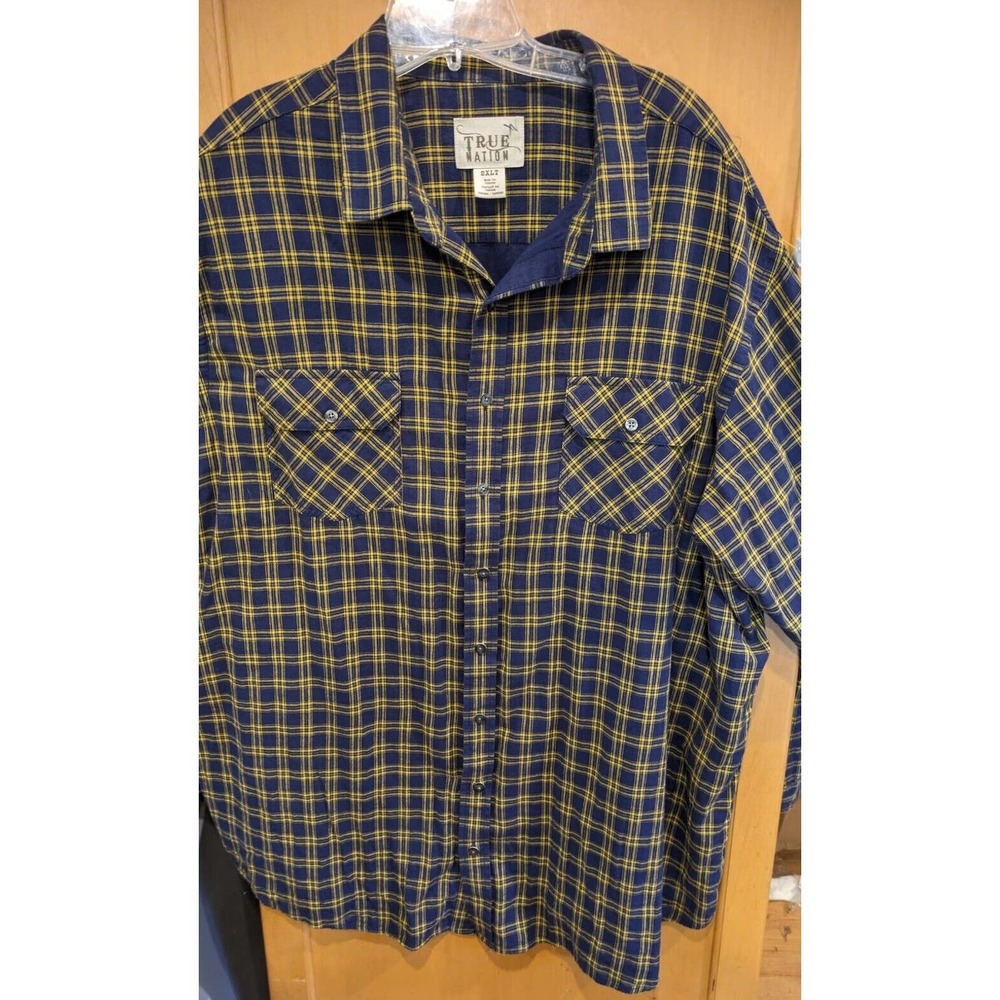 True Nation Men's‎ Adult Sz 2XLT Button Shirt Long Sleeve Striped Light Flannel